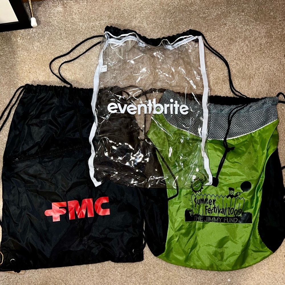 drawstring bag bundle, 3 piece set backpack clear bag purse draw string